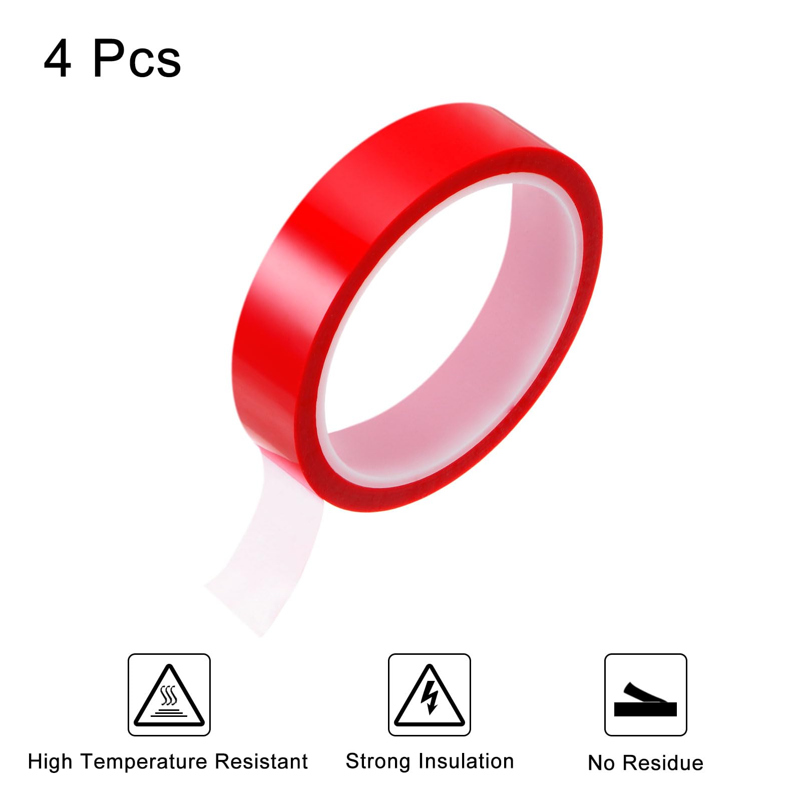 HARFINGTON 4 Rolls High Temperature Heat Resistant Tape - 20mm x 33m (108ft) - No Residue Sublimation Thermal Transfer Tape for T-Shirt, Mug, Plate Pressing - Ideal for DIY Crafts & Heat Press Projects