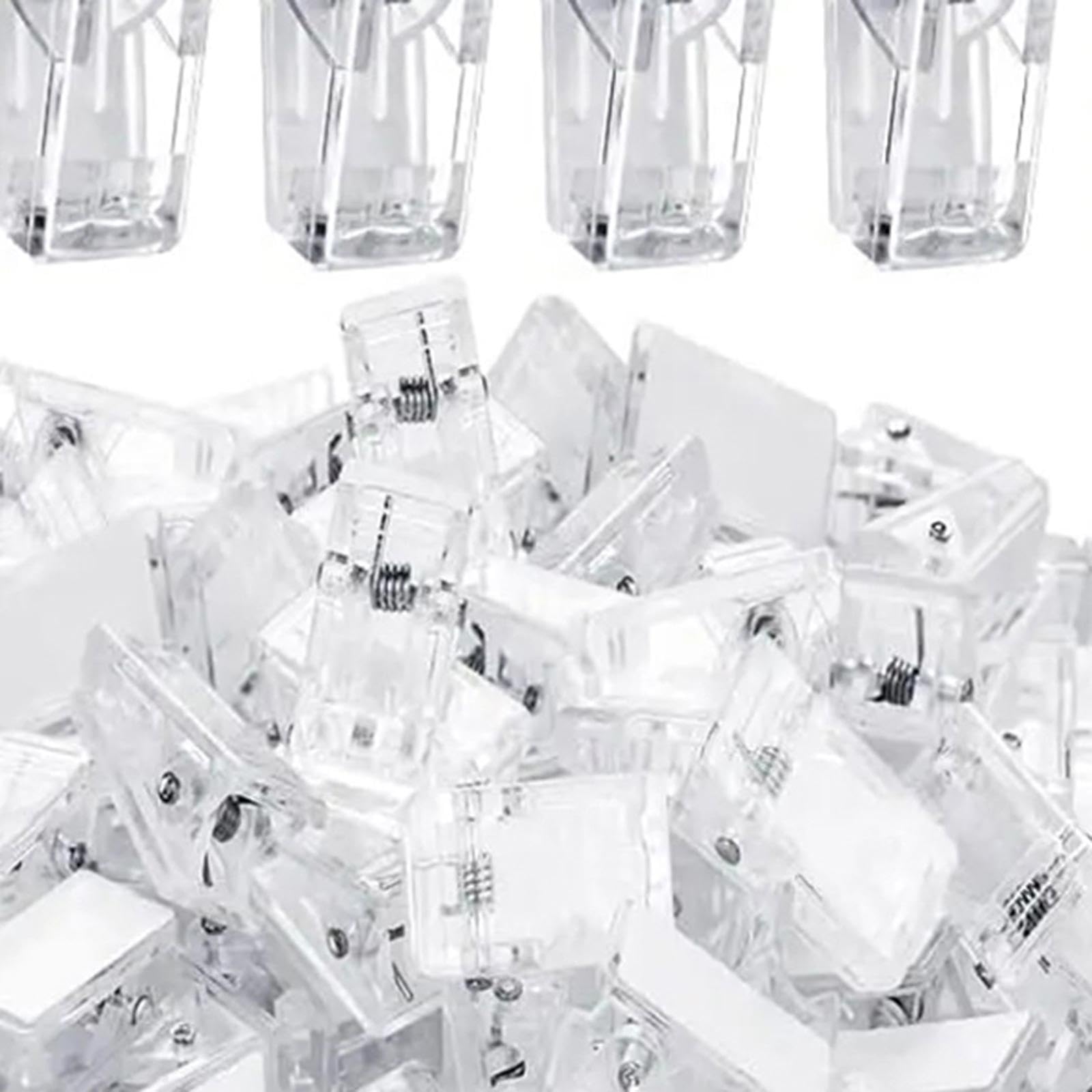 DYNWAVE 100Pcs Clear Photo Hanging Clips - Small Decorative Paper Clips for Displaying Photos, Posters, Documents - Self-Adhesive Single Side Glue - Perfect for Home Office, Birthday Decor & Wall Art Organization