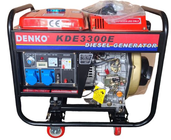 Aiko Denko KDE3300E 2.8KVA 230V 50Hz Portable Diesel Generator Without Battery - Backup Power for Home, Camping & Emergency Use