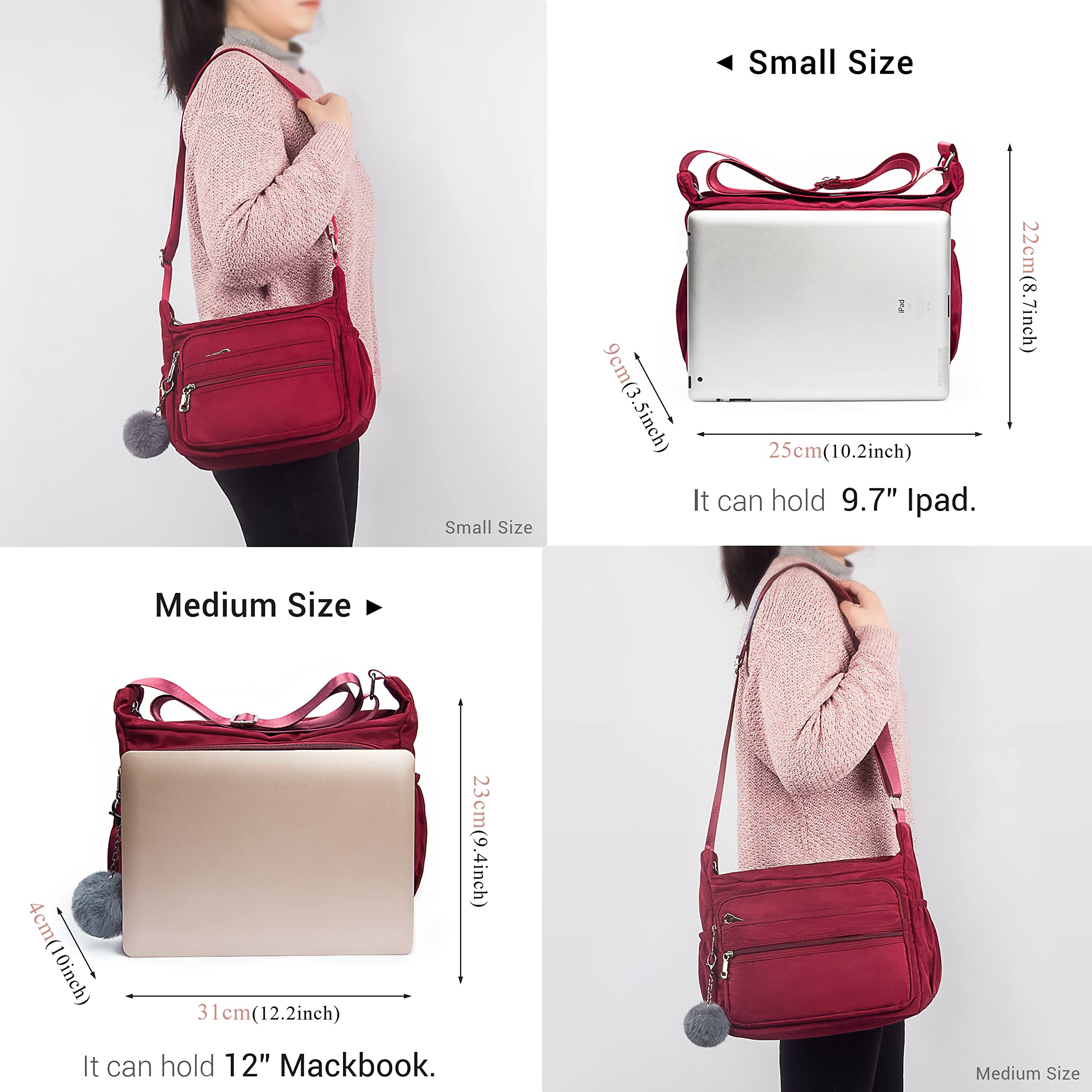 VOLGANIK ROCK Women's Crossbody Bag with Multiple Pockets - Stylish Shoulder Purse in Two Sizes | Perfect for Travel, Shopping & Everyday Use