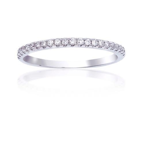 Round Diamond Pave Band Ring - 14K White Gold Wedding Engagement Stackable Ring for Women - Perfect for Bridal Jewelry, Anniversary Gifts & Special Occasions