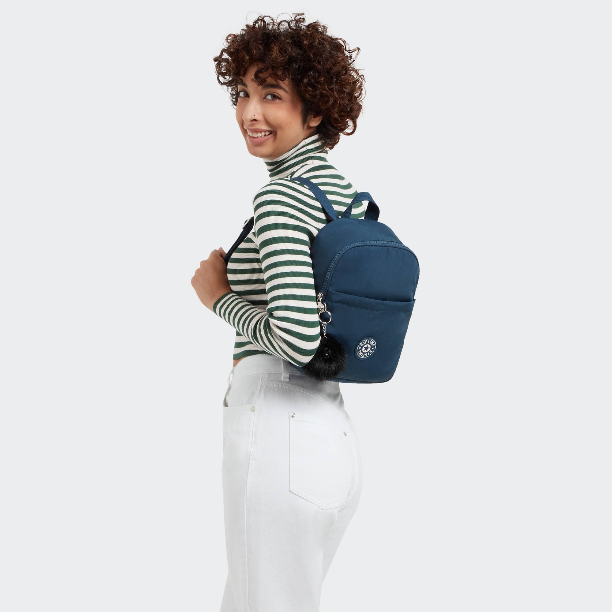 Kipling Women's Marlee GG Backpack - Lightweight Travel Laptop Backpack for Work & School, Water-Resistant Blue Embrace GG Design, Perfect for Commuting & College Campus Use