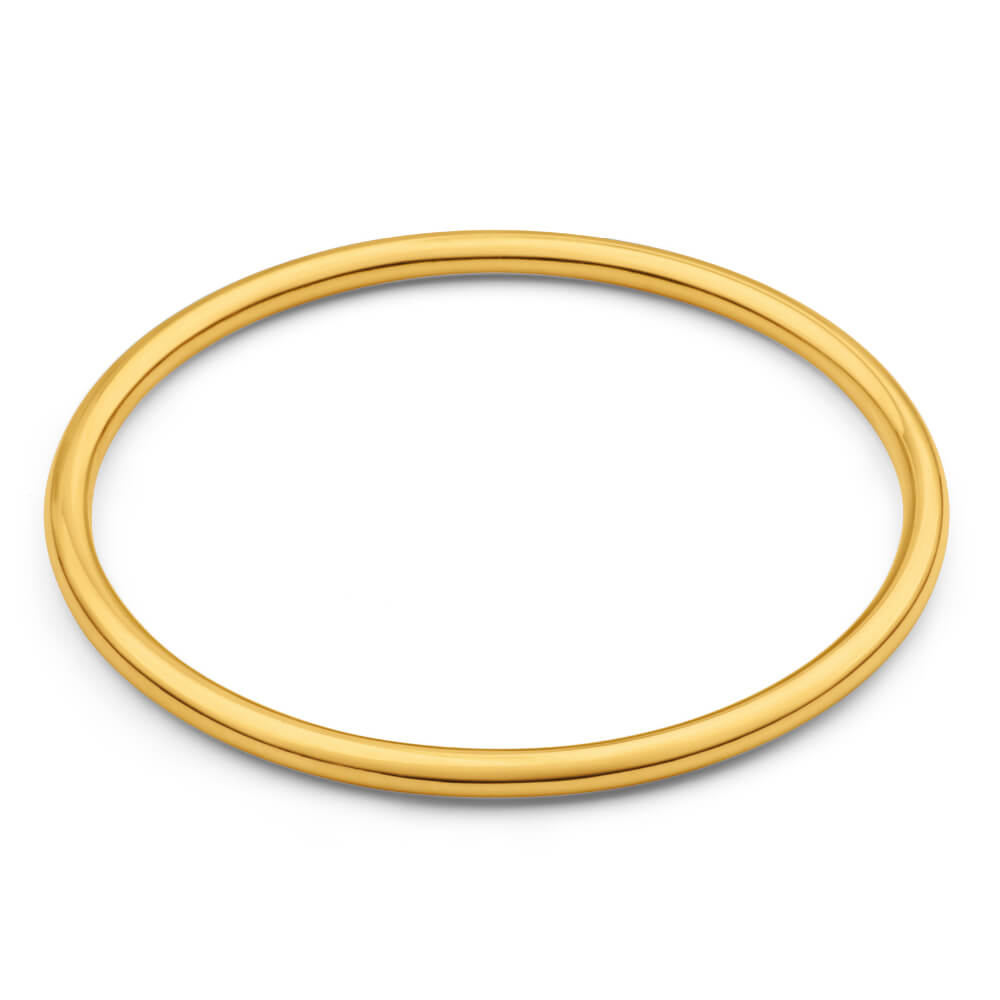 9ct Gold Silver Filled 65mm Bangle Bracelet - 4mm Thick Yellow Gold Plated Jewelry for Women, Perfect for Parties, Weddings & Everyday Wear