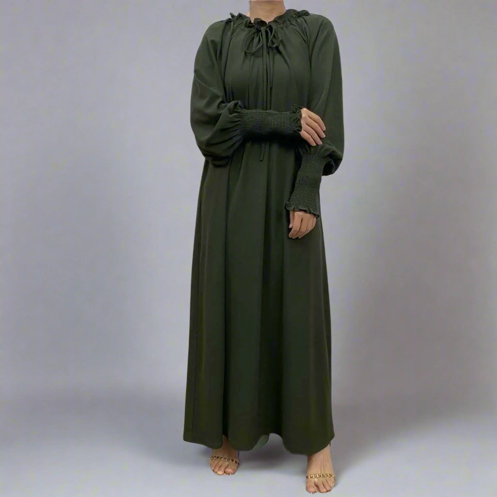 Elegant Solid Color Abaya Dress for Women - Modest Islamic Clothing - Perfect for Prayer, Mosque, and Special Occasions