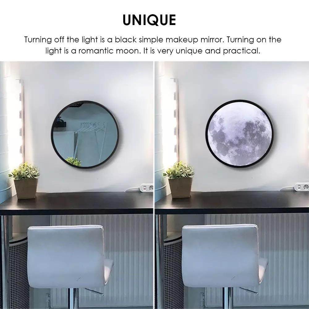 Moon Mirror Lamp - 3D Illusion Night Light for Bedroom, Nursery & Home Decor - Perfect for Kids, Adults & Gifts (White) | Creates Magical Moonlight Ambiance for Relaxation & Sleep