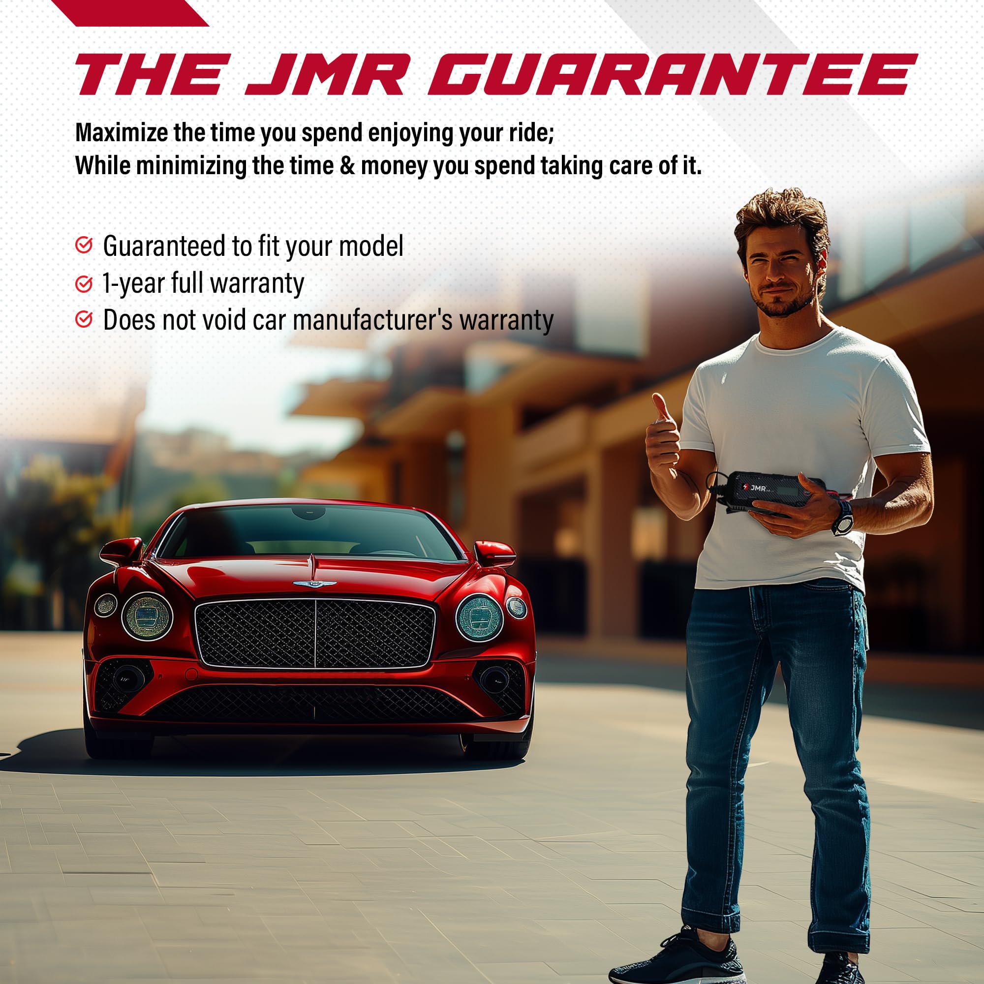Premium JMR Battery Charger for Bentley Continental GT, Bentayga, Flying Spur, Mulsanne - Smart Trickle Charger & Maintainer with Magnetic Port (No Lithium Mode) - Ideal for Winter Storage & Long-Term Vehicle Maintenance