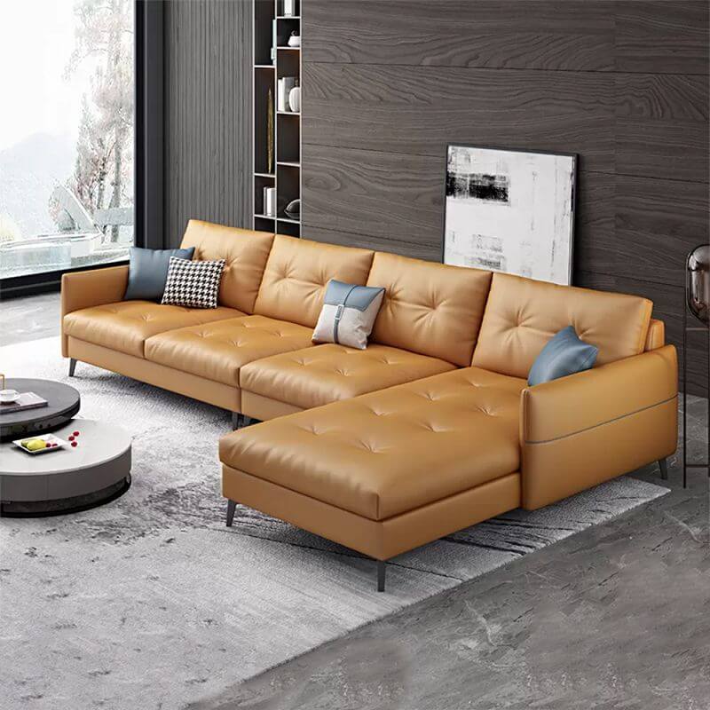 Premium Stain-Resistant Sectional Sofa with Tufted Split Back - Perfect for Living Room, Lounge & Family Gatherings