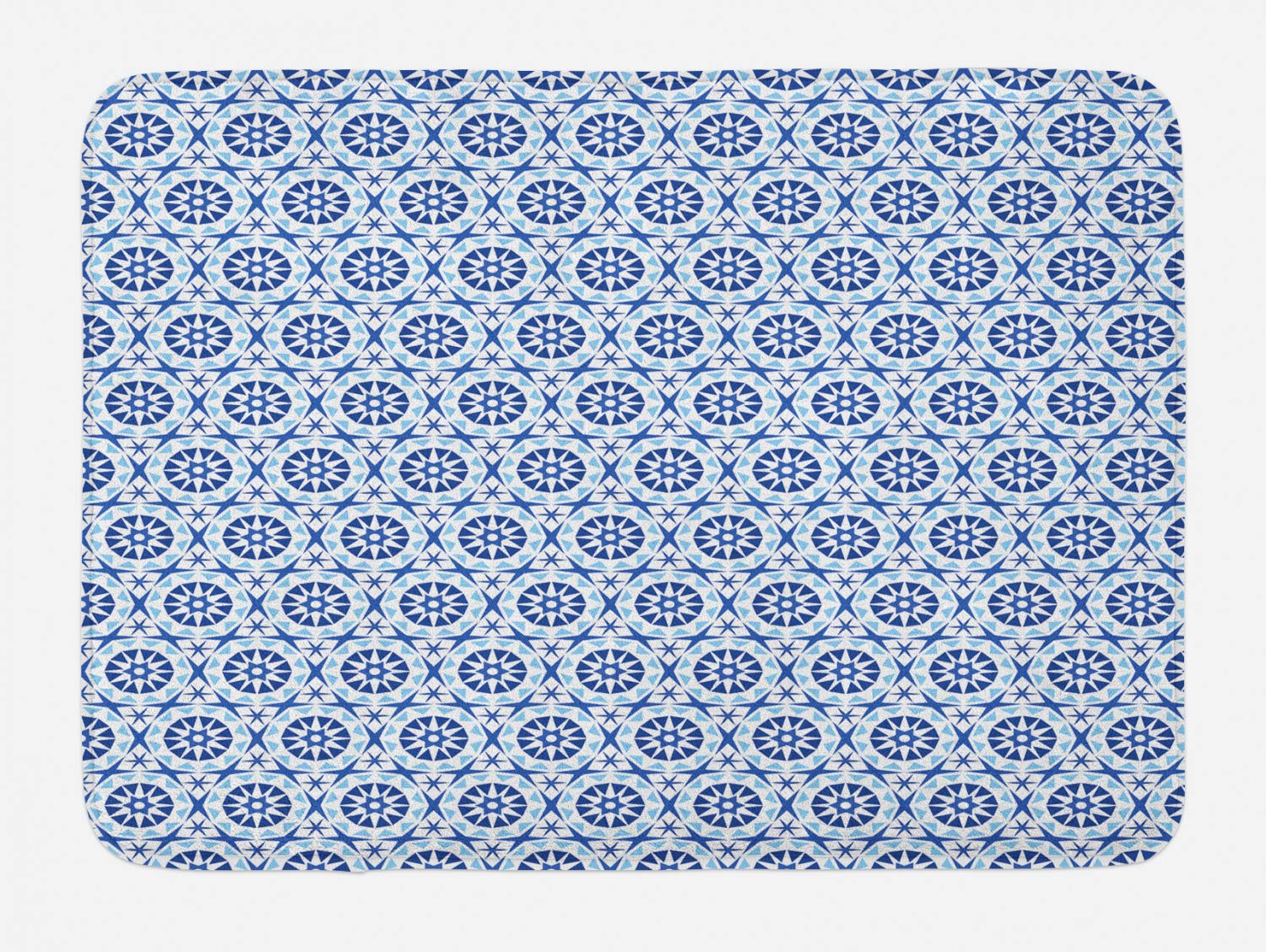 Ambesonne Blue Mandala Bath Mat with Abstract Flower Geometric Design - Non-Slip Plush Bathroom Rug 30x20 Inches - Royal & Navy Blue for Spa, Yoga, Meditation Room Decor