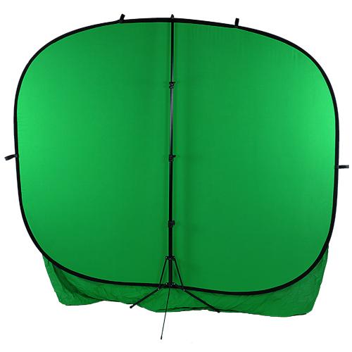 Fotodiox Collapsible Portable Backdrop Kit with 2.1m Stand - 8x14ft Chromakey Green Muslin Background for Photography, Video Studio & Live Streaming