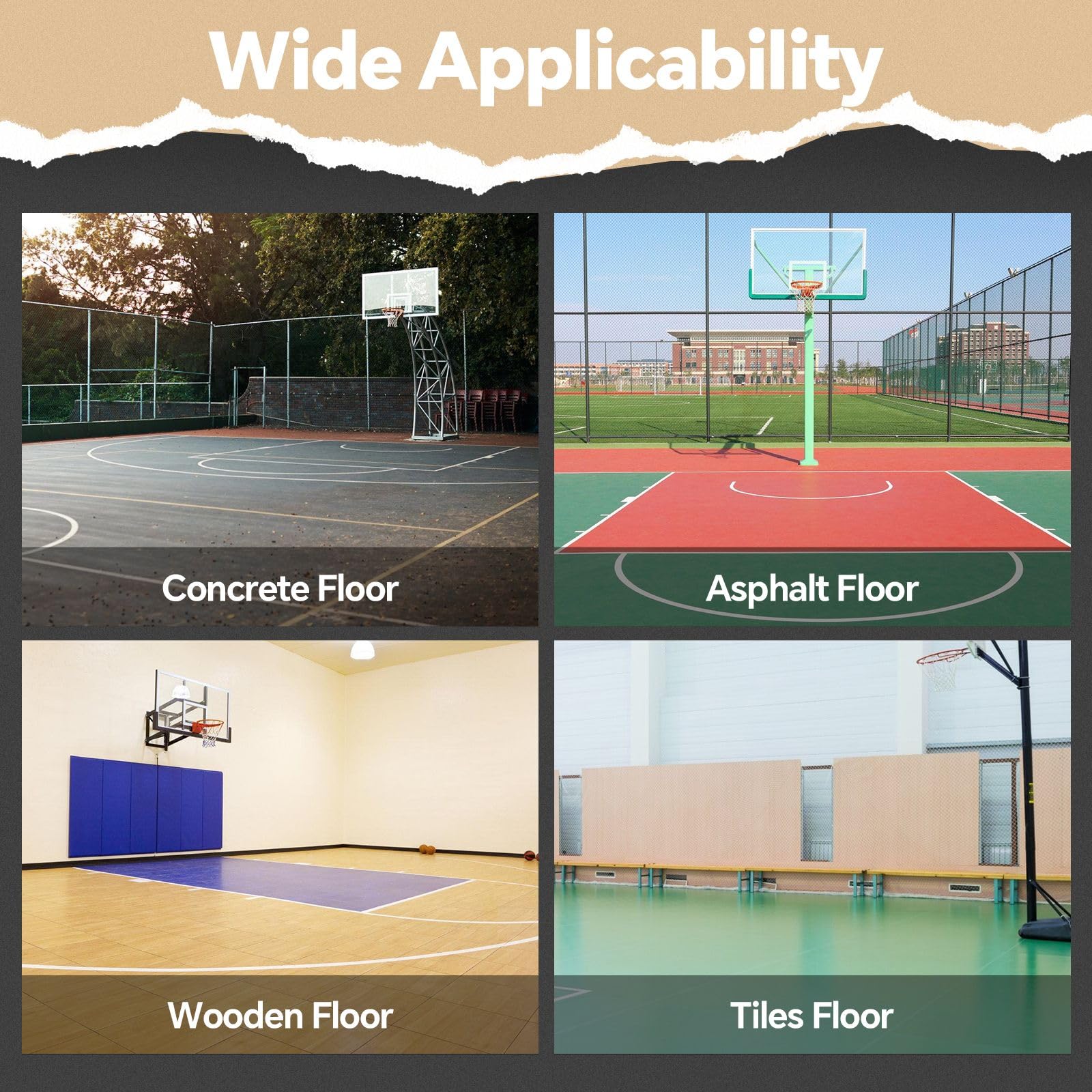 Foldable Basketball Court Stencil Kit - Reusable for Concrete, Asphalt, Tiles - Perfect for Driveway & Backyard Sports