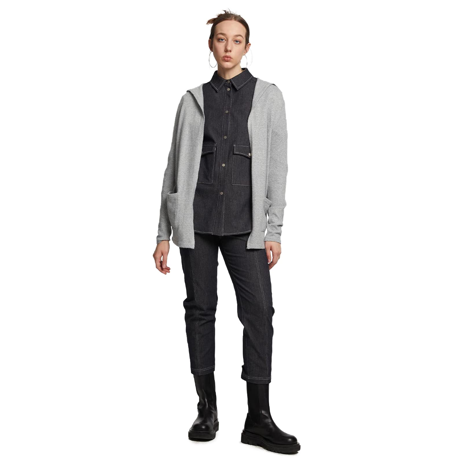 LATTELIER Women's Open Front Long Sleeve Hoodie Cardigan Sweater with Pockets - Cozy Fall Layering Piece for Casual Outfits & Lounge Wear