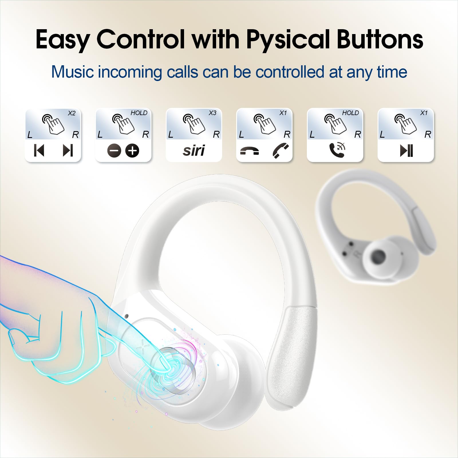 Wireless Earbuds 75hrs Bluetooth 5.4, ENC Noise Cancelling, IPX7 Waterproof - for Sports & Workouts