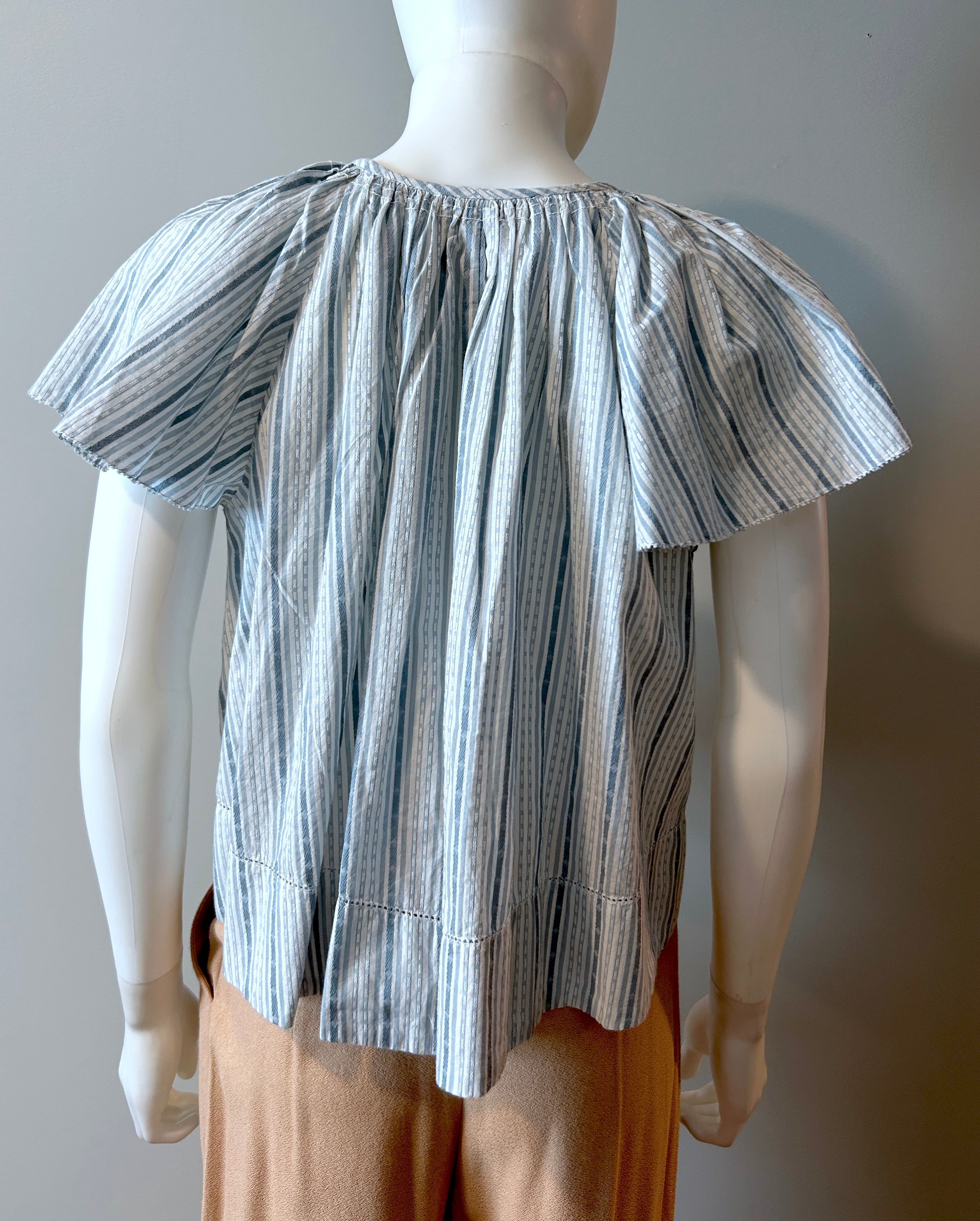 Dale Flutter Sleeve Striped Women's Top - Size S - Casual Summer Blouse for Beach, Office & Date Night