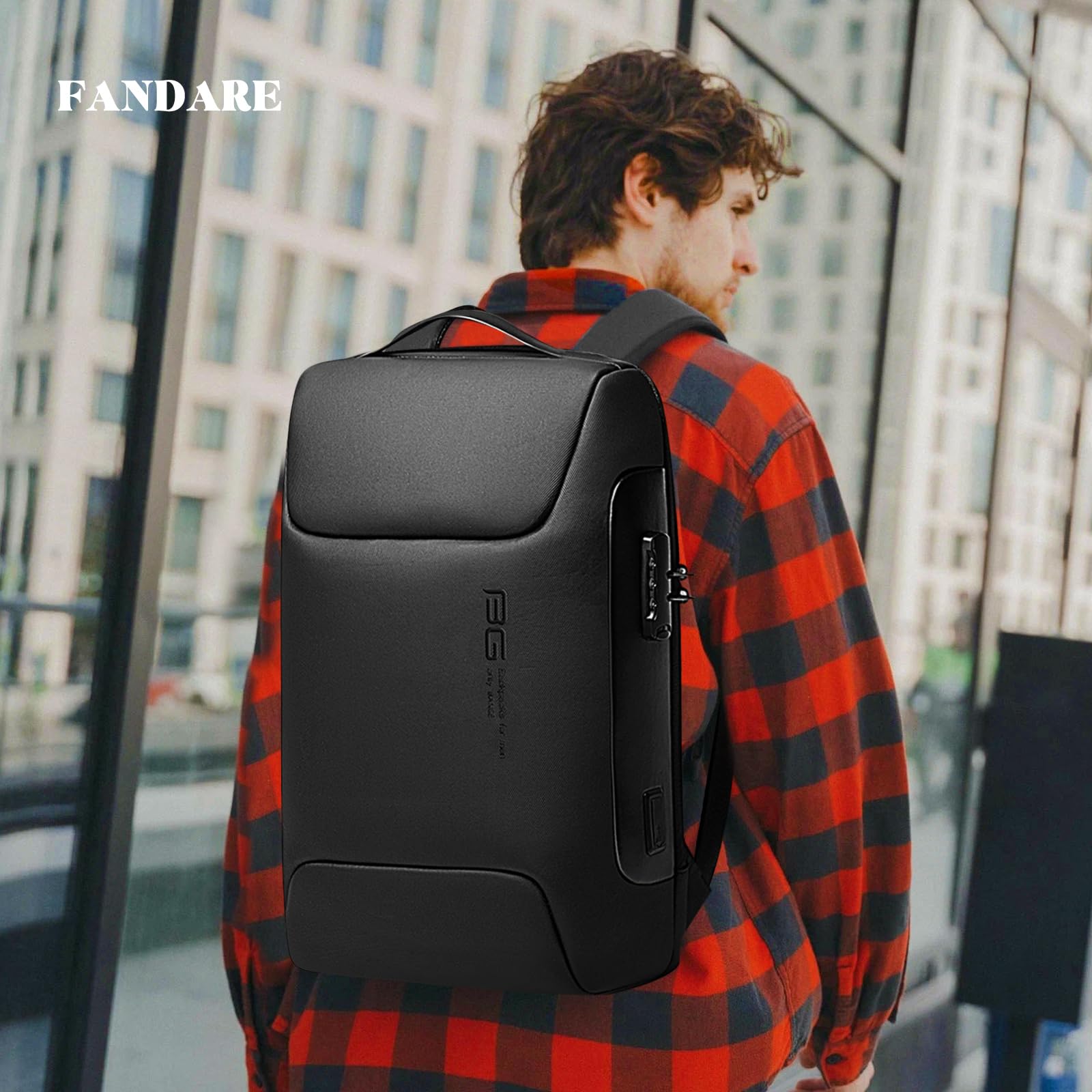 Anti-Theft USB Charging Laptop Backpack for Women & Men - Waterproof 15.6 Inch Business Travel Backpack with USB Port - Perfect for Office, College, Commuting & Airplane Carry-On (Black)