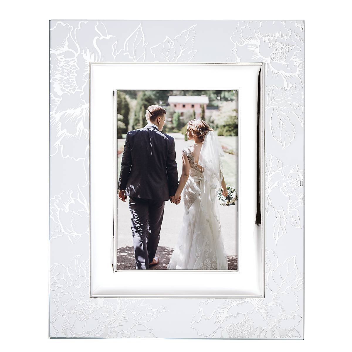 Elegant Silver Peony 5x7 Picture Frame - Perfect for Displaying Photos, Artwork & Certificates - Ideal for Home, Office & Gift Giving