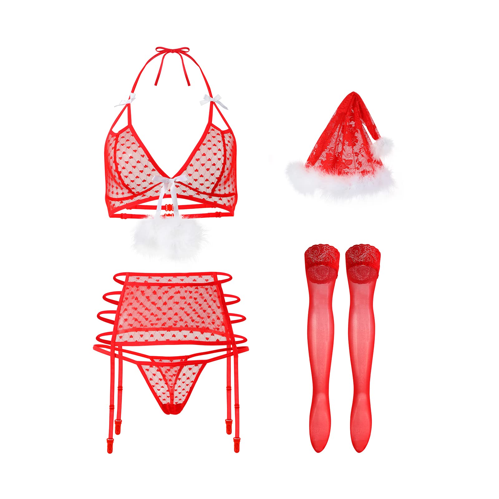 Sexy Red Lace Babydoll Nightgown for Women - Valentine's Day Lingerie Sleepwear Set for Romantic Nights & Special Occasions