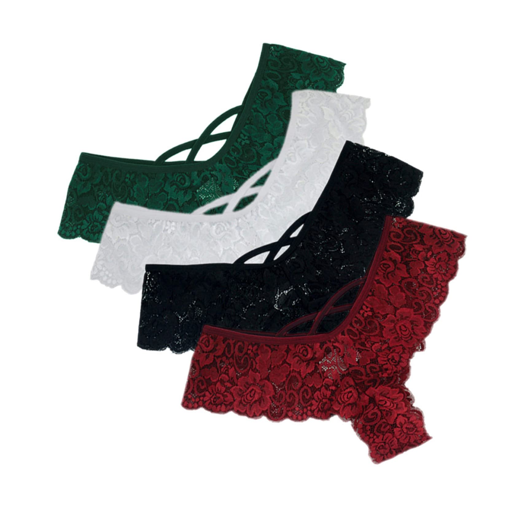 Sexy Lace Thongs for Women - 4 Pack T-Back Low Waist See-Through Panties, Seamless Comfort Underwear for Daily Wear & Special Occasions