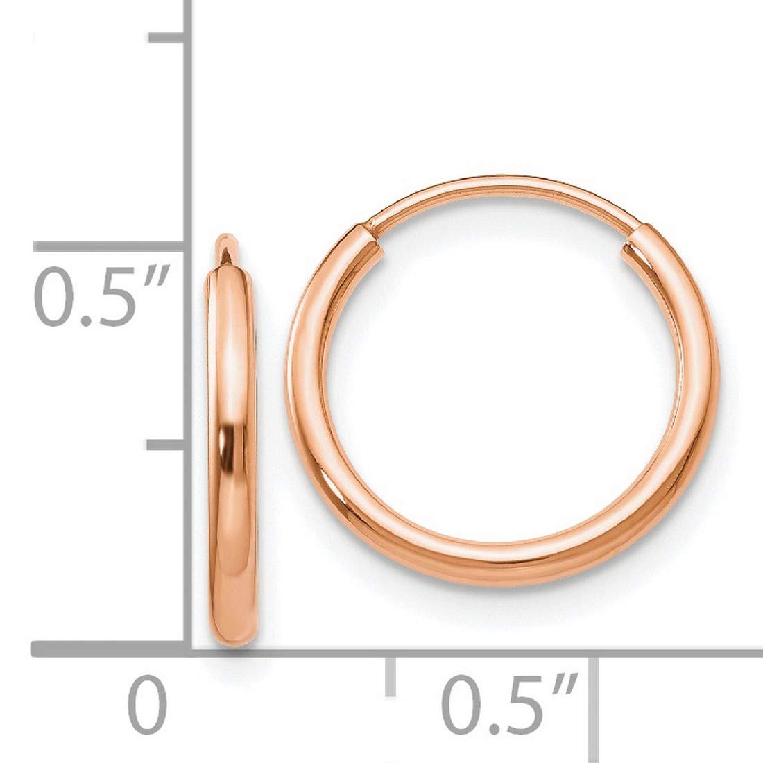 1.5mm Endless Hoop Earrings - Real 14k Rose Gold Polished Finish - Dainty Everyday Jewelry for Women, Perfect for Work, Date Night & Gifts