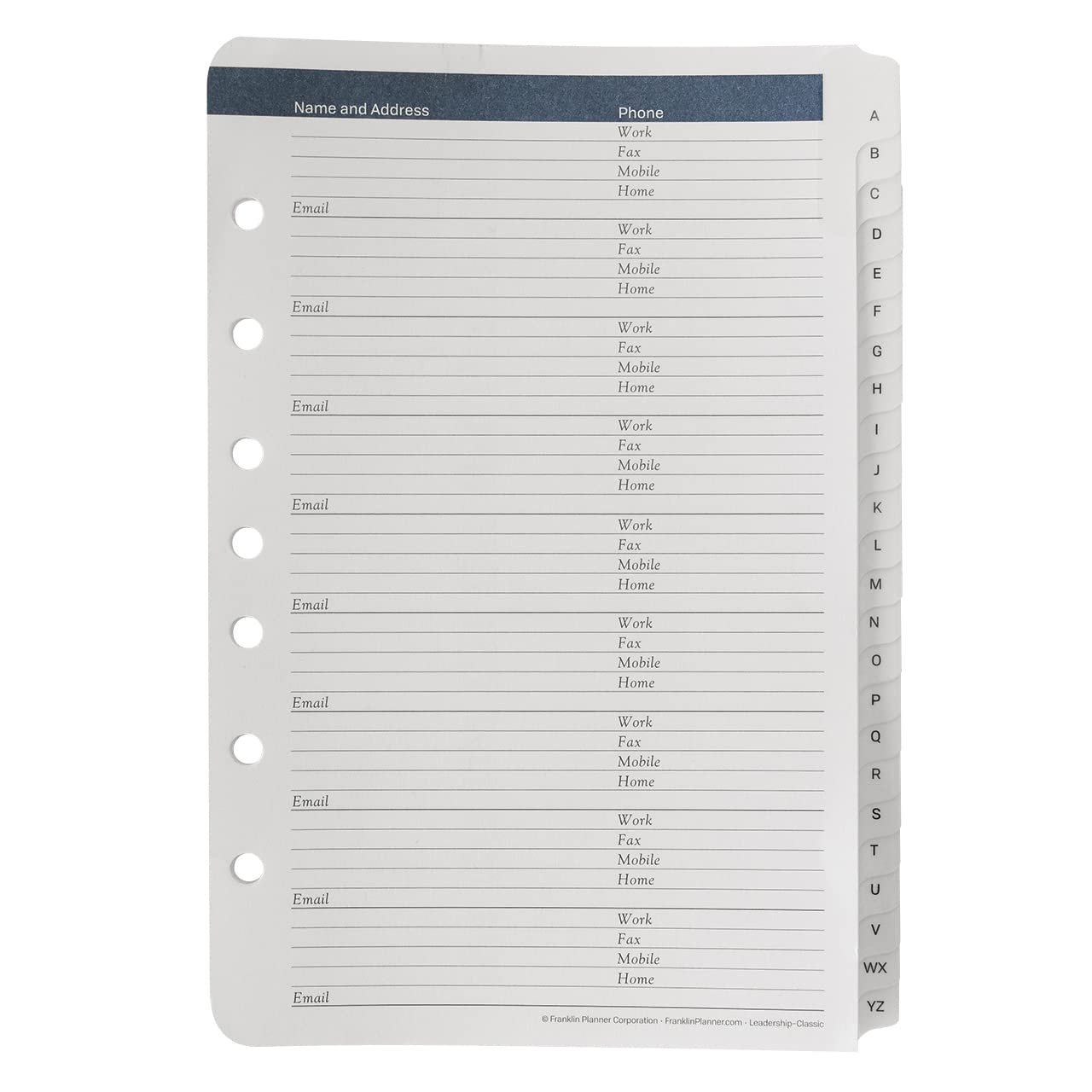FranklinCovey Leadership Address-Phone Tabs (Classic) - Premium Organizer for Business Professionals | Perfect for Office, Home & Travel Use