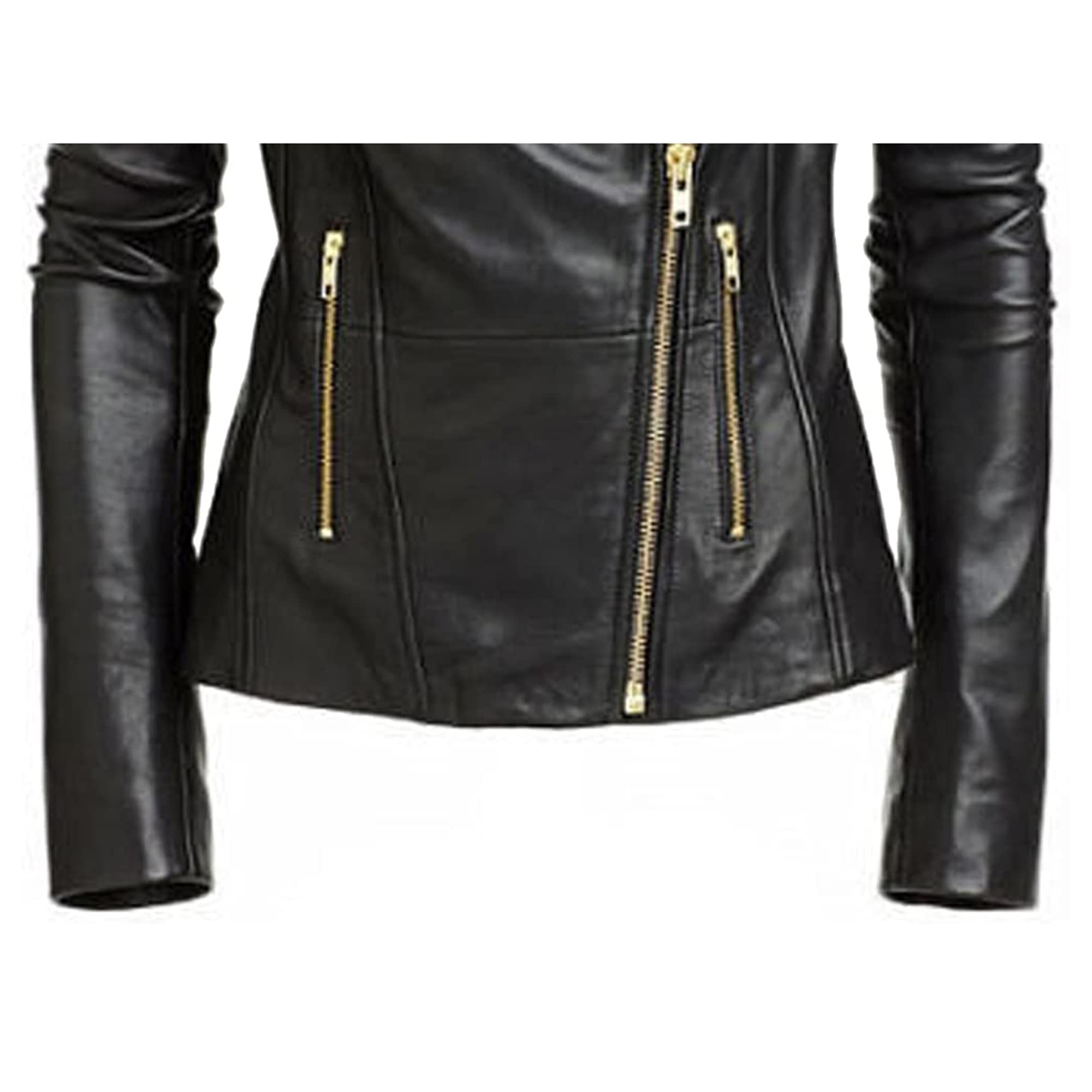 SAMS Classic Women's Genuine Leather Jacket - Slim Fit Motorcycle Biker Jacket for Women, Black - Perfect for Riding, Casual Outfits & Fashion Streetwear