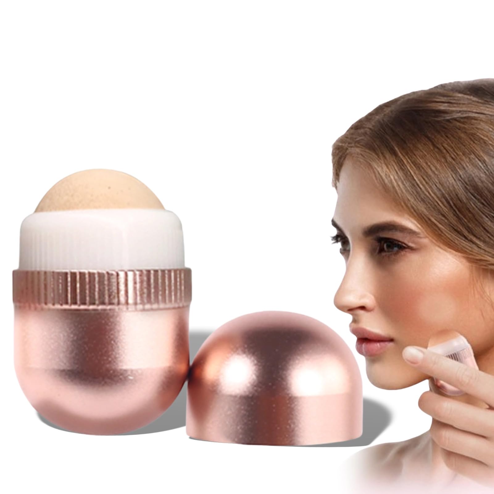 Reusable Washable Volcanic Stone Oil Absorbing Roller for Face - Mini Facial Massage Tool to Control Excess Oil, Perfect for Oily Skin (Pink) | Great for On-the-Go Oil Control & Makeup Touch-Ups