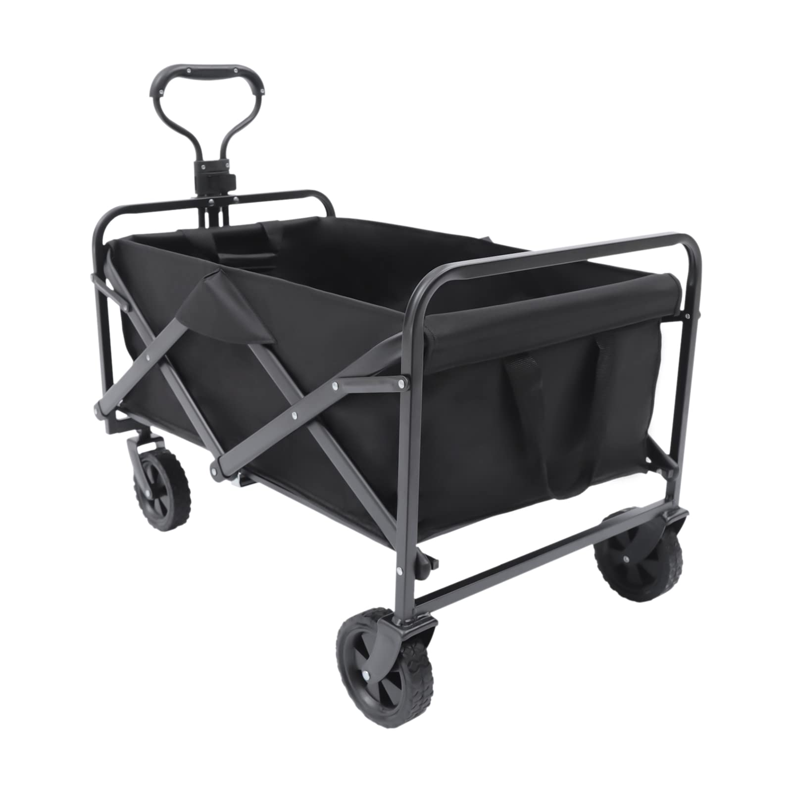 Best Folding Wagon Cart with Large Sand Wheels - Adjustable Handle & 2 Cup Holders for Beach, Camping, Sports, Shopping | Perfect for Outdoor Adventures, Picnics, and Grocery Trips
