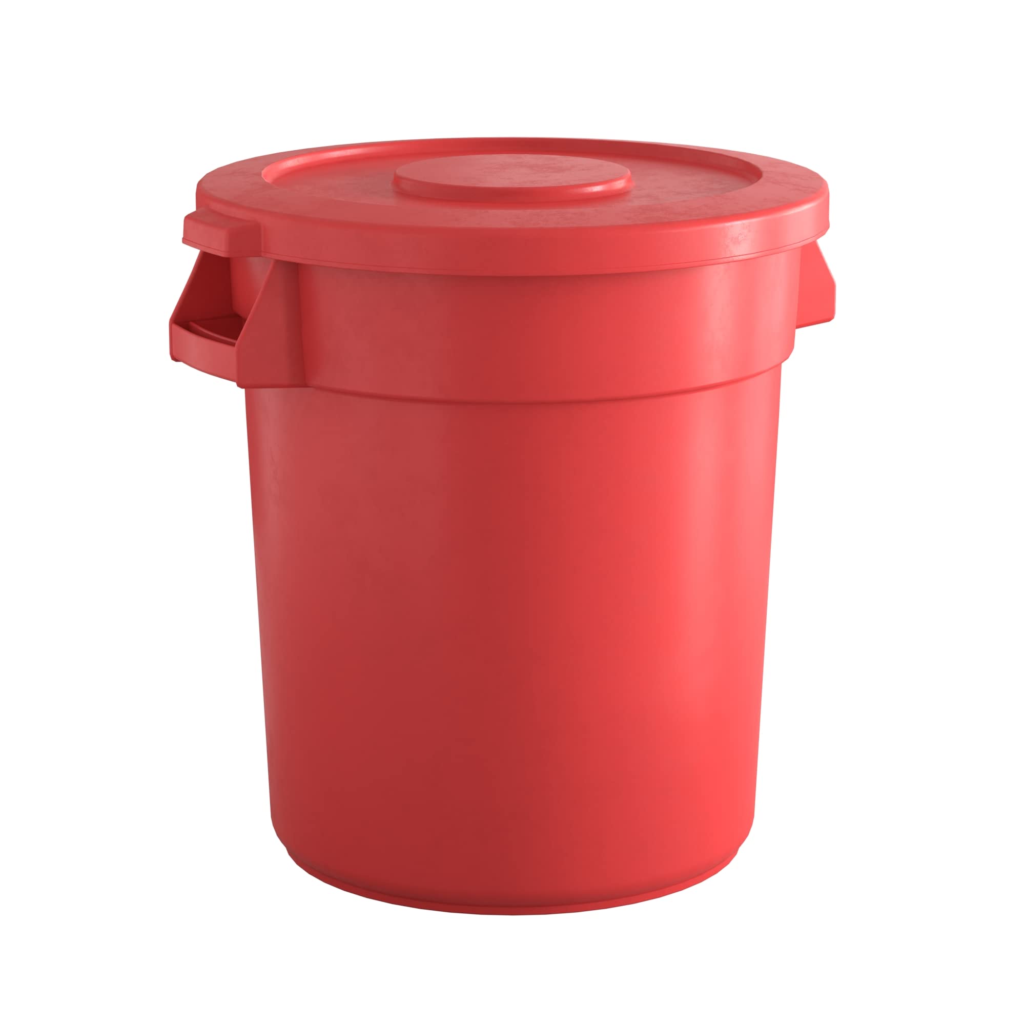 20 Gallon Red Round Commercial Trash Can with Lid - Heavy Duty Waste Bin for Restaurants, Offices & Outdoor Use
