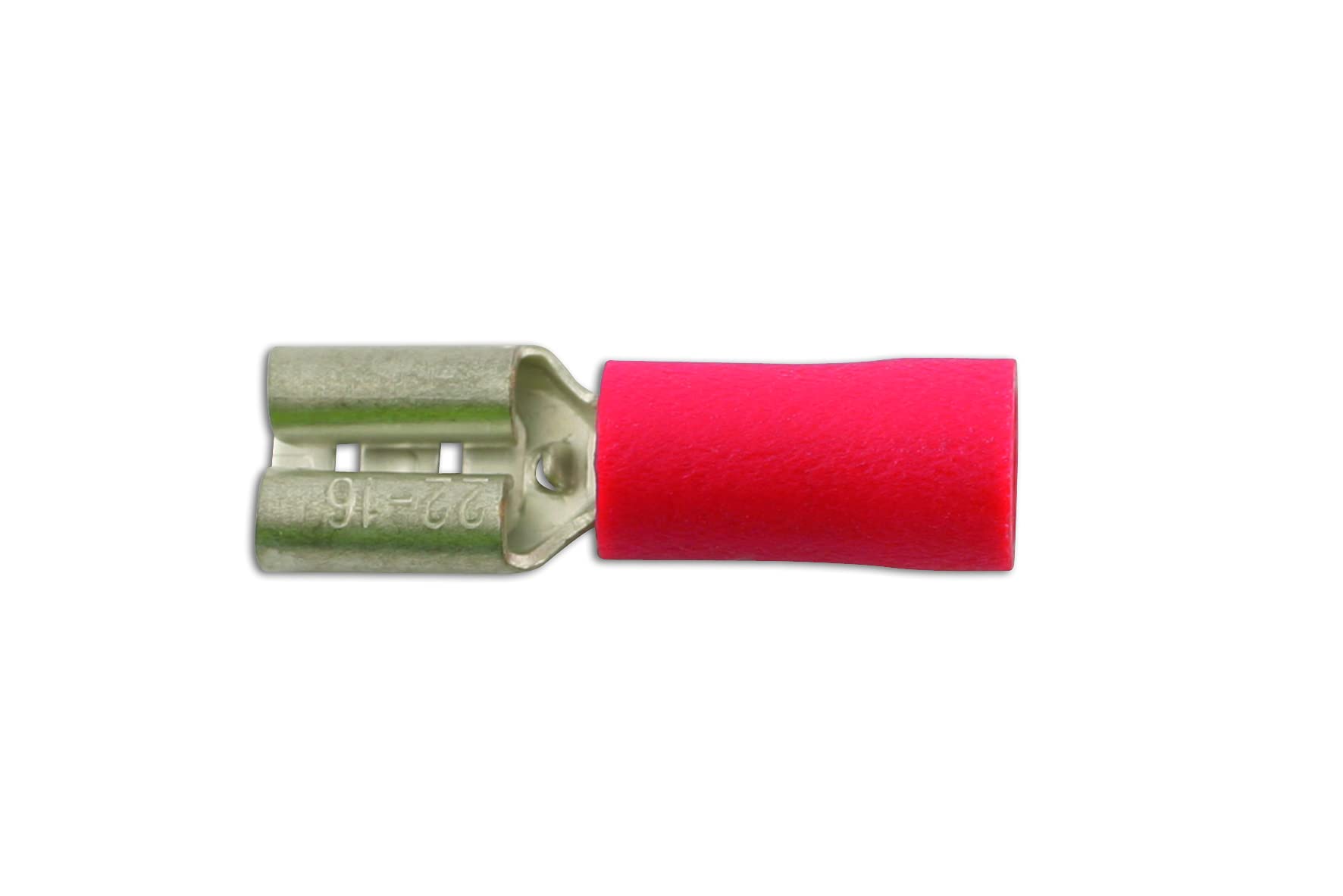 4.8mm Female Push-On Terminal Connector - Red (Pack of 100) | Quick Disconnect Electrical Wire Connectors for Automotive, Home Appliances & DIY Electronics Projects