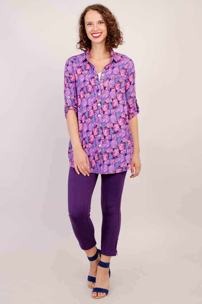 Celine Blouse with Petals Design - Soft Linen Bamboo Fabric for Women - Perfect for Office Wear & Summer Outfits