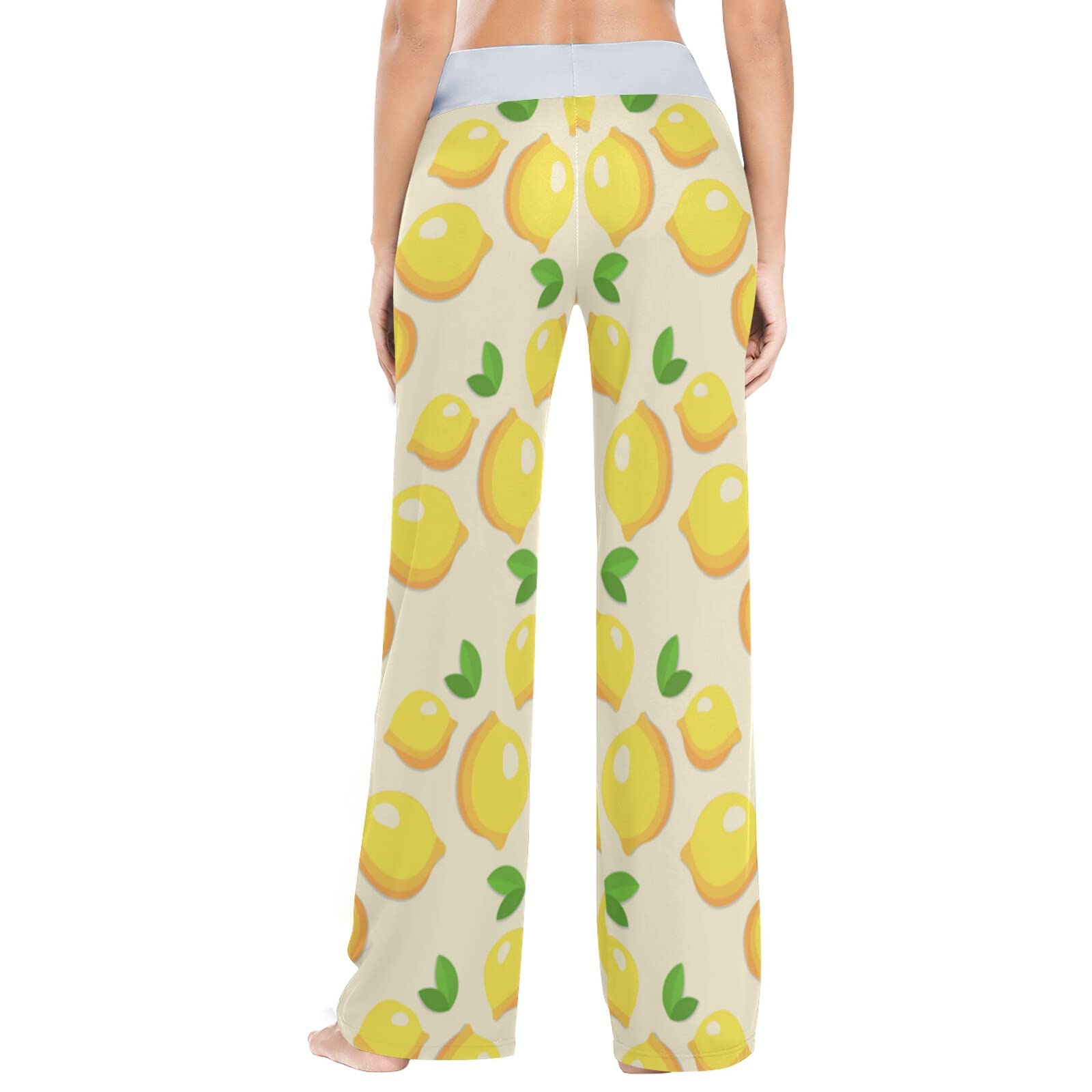 JUNZAN Women's Stretchy Lemon Print Pajama Pants - Soft Long Pajama Bottoms for Lounge & Sleep - Perfect for Relaxing at Home, Sleepovers and Cozy Nights