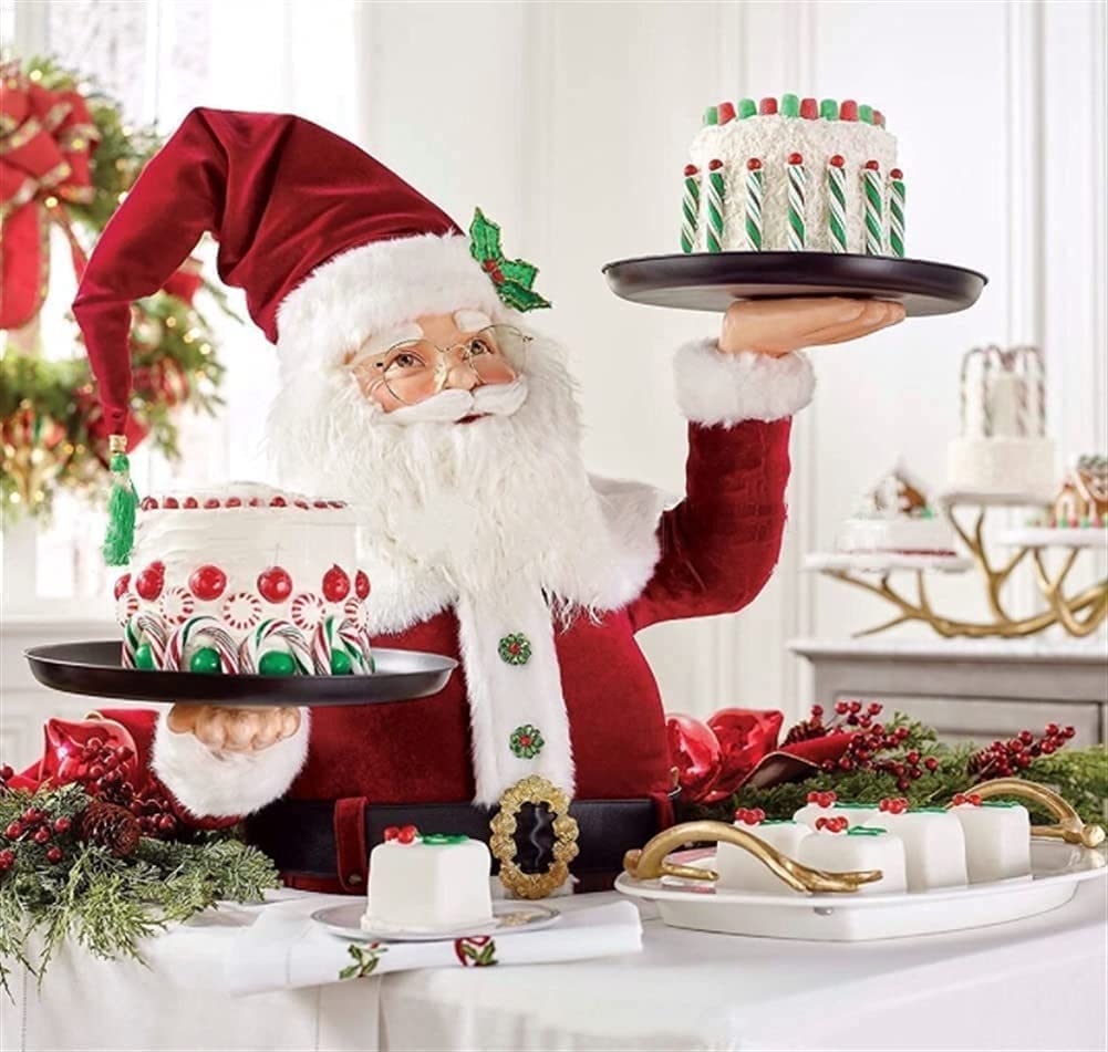 12in Christmas Santa Tray Holder - Hand Painted Resin Snack & Dessert Plate for Holiday Parties - Snowman Santa Cookie Tray - Perfect for Christmas Decor, Gift Giving & Festive Gatherings (Large Size)