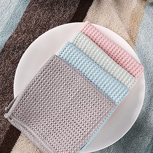 Premium 8-Pack Waffle Weave Microfiber Cleaning Cloths - Ultra Absorbent Kitchen Dish Towels (12