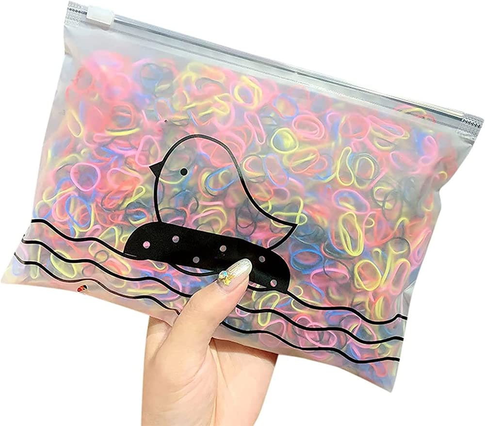 KDGENG Disposable Soft Elastic Hair Ties - 1000pcs Small Tiny Colorful Rubber Bands for Women & Girls | Perfect for Braids, Ponytails & Hair Styling