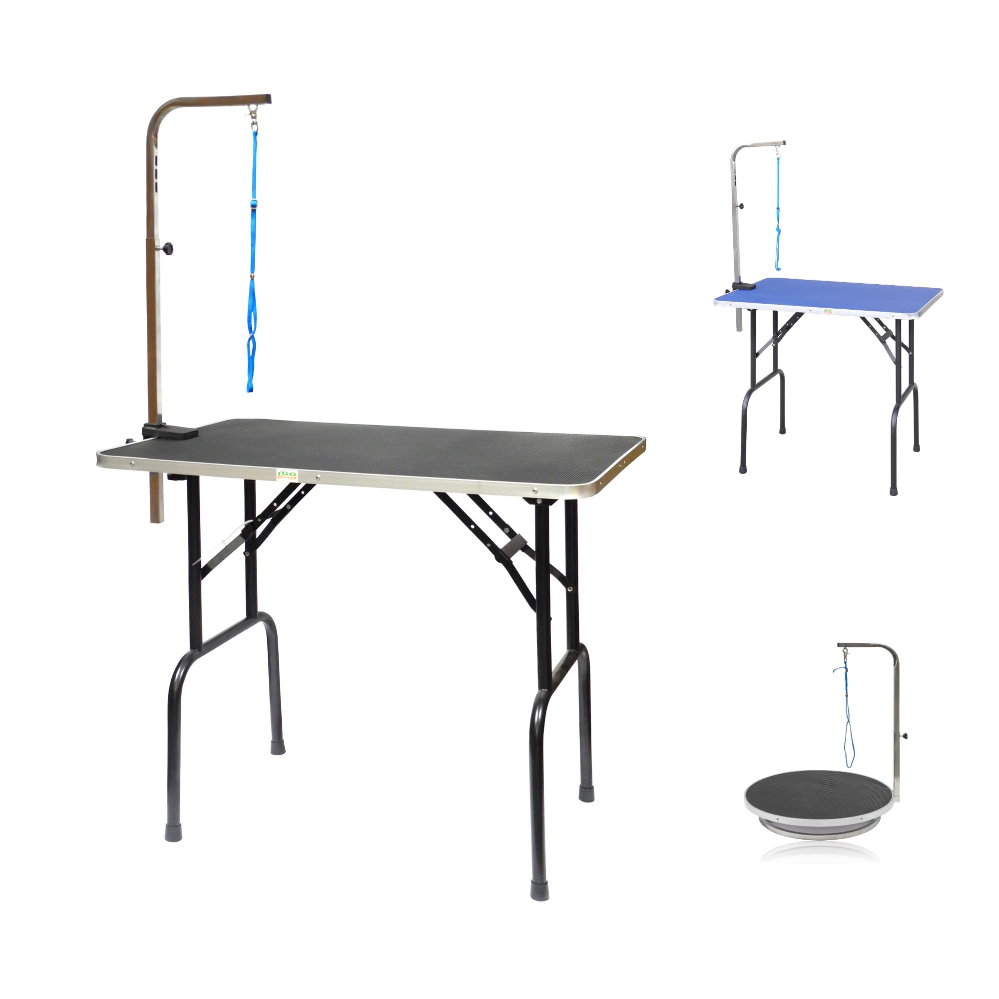 Go Pet Club 30 Inch Foldable Dog Grooming Table - Adjustable Arm, Portable & Non-Slip Pet Grooming Station for Home Use - Perfect for Bathing, Trimming & Nail Care - Black