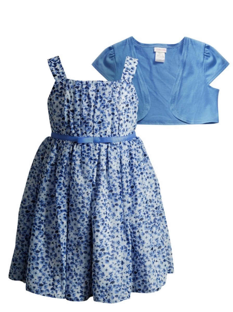 Youngland Girls Floral Dress with Cardigan Set - Cute Spring Summer Outfits for Toddler & Kids - Perfect for Birthday Parties, Easter, Family Photos & Special Occasions