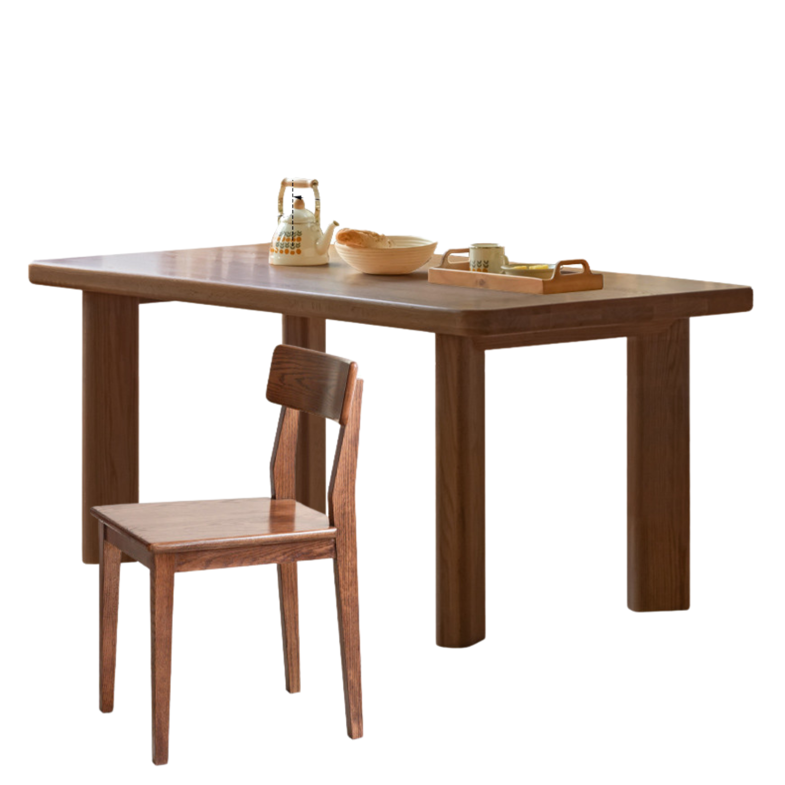 Solid Oak Wood Large Log Style Dining Table - Rustic Farmhouse Dining Room Furniture for Family Gatherings & Dinner Parties
