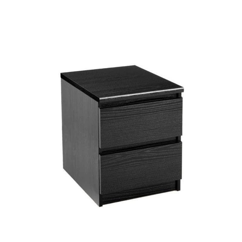 Home Square 3-Piece Black Woodgrain Bedroom Set - 6-Drawer Double Dresser & Two 2-Drawer Nightstands | Complete Bedroom Furniture for Master Bedroom, Guest Room & Small Spaces