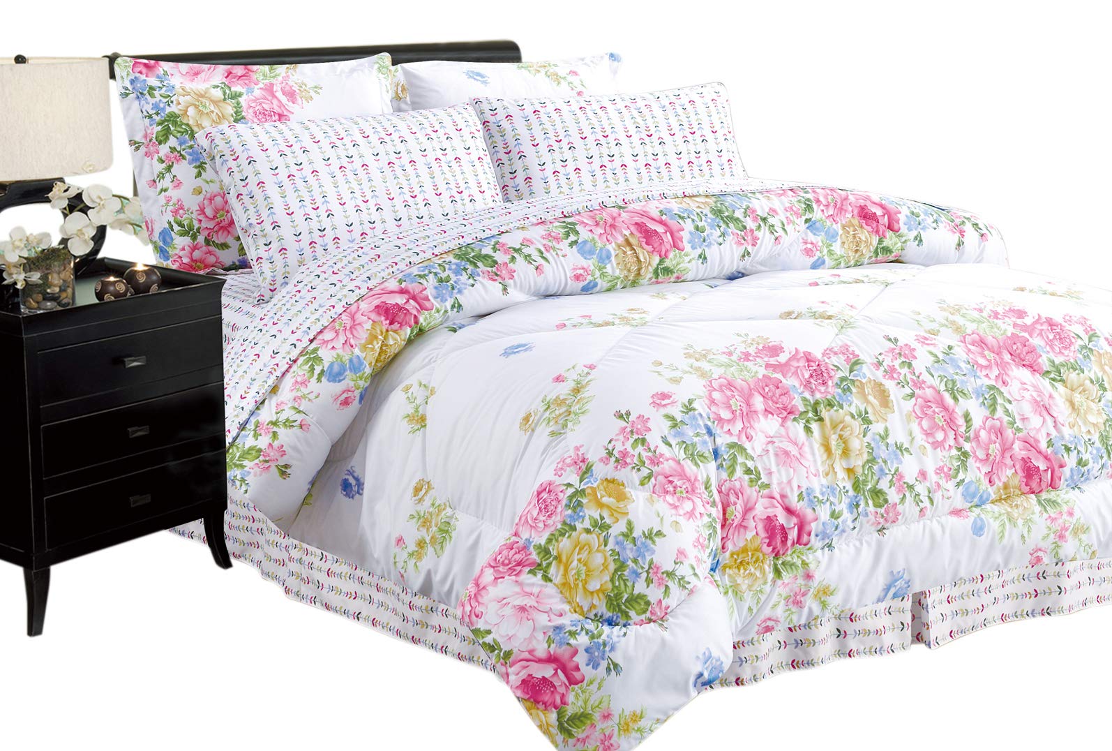 Ultra Soft 6-Piece Reversible Comforter Set - Twin Size Bed in a Bag | Home Sweet Home Dreams Inc | Perfect for Guest Rooms, Dormitories & Cozy Bedroom Decor