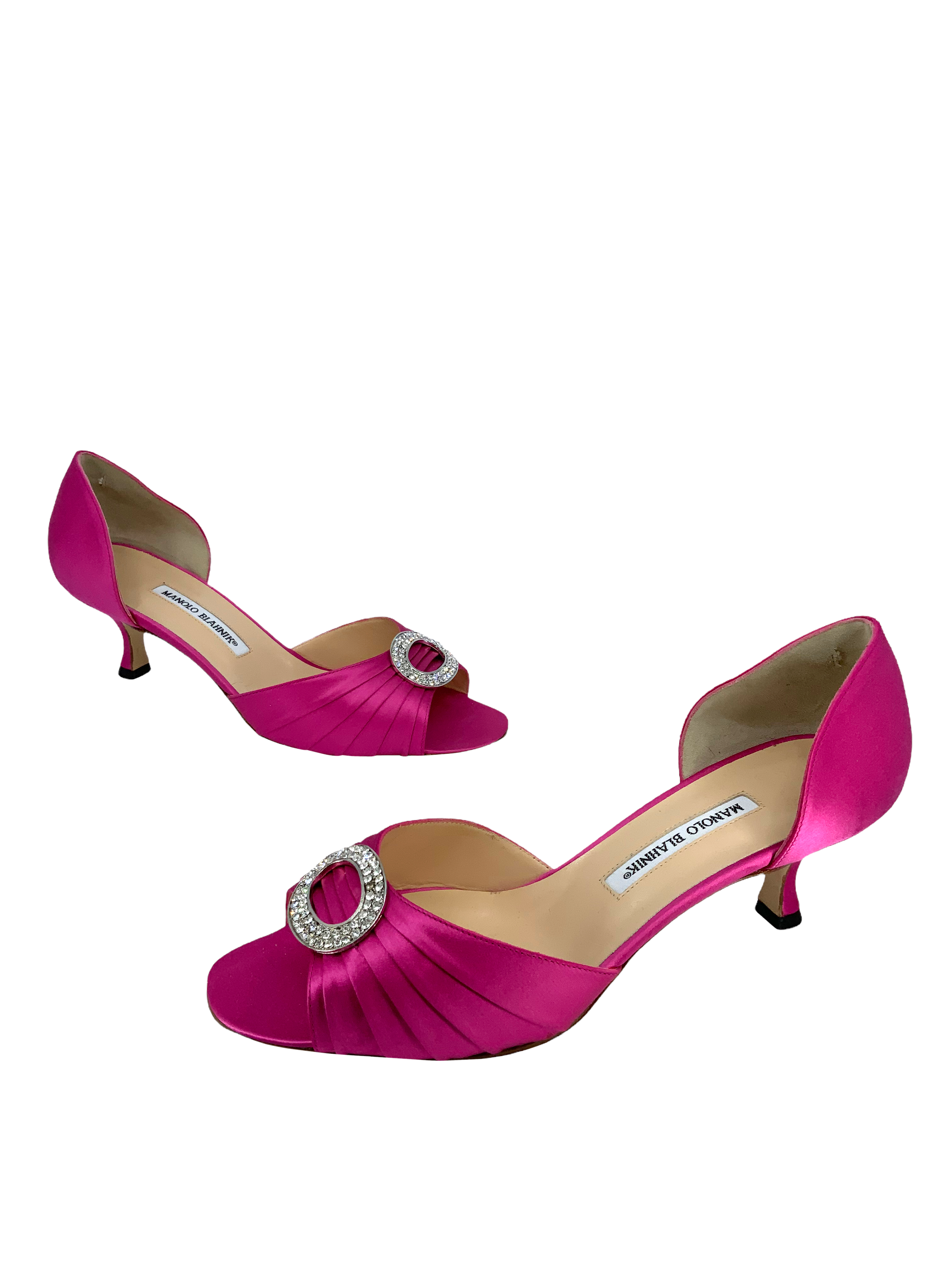 Manolo Blahnik Sedaraby Embellished Satin d'Orsay Pumps - Women's Luxury Heels Size 10.5 (US) - Perfect for Weddings, Parties & Special Occasions