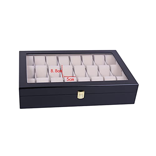 Premium 24-Slot Wooden Watch Display Case with Glass Top - Luxury Jewelry & Watch Storage Organizer for Men & Women (16.7