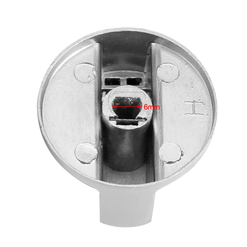 2Pcs 6mm Zinc Alloy Gas Stove Knobs - Silver Minimalist Style Replacement Control Knobs for Kitchen Cooker, Oven & Cooktop - Perfect for Home Kitchen Upgrade & Appliance Repair