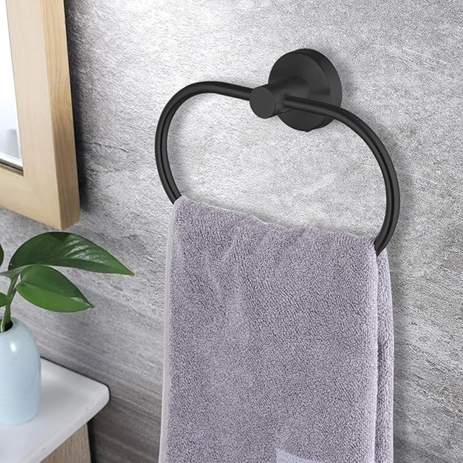 7-Piece Black Bathroom Accessories Set - SUS304 Stainless Steel Wall Mounted Towel Rack, Towel Holder & Bar for Modern Bathrooms - Perfect for Spa, Hotel & Home Decor