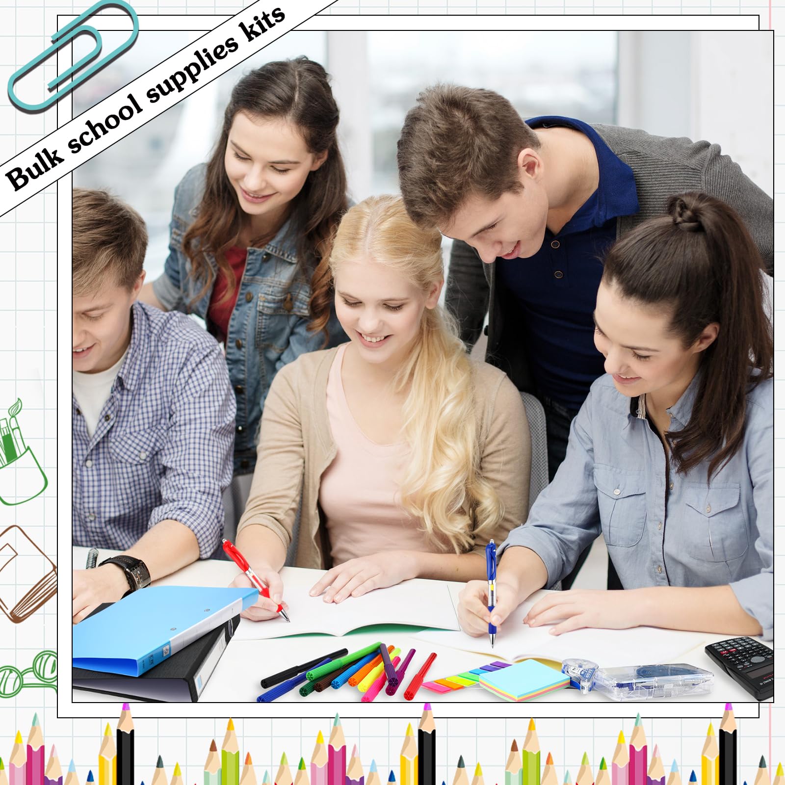 80-Piece Complete School Supply Kit with Backpack - Bulk School Essentials for Elementary, Middle & High School Students - Includes Folders, Notebooks, Pencils & More (Black) - Perfect for Back to School, Classroom Organization & Homework Supplies