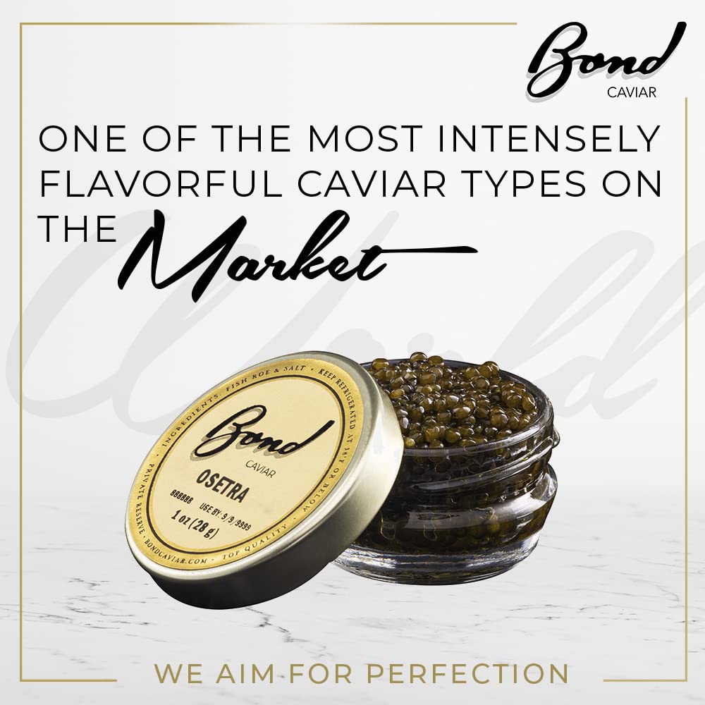 Premium Osetra Caviar - World-Renowned Malossol Fish Roe with Sea Salt, Deep Brown Pearls, Smooth Flavor - 1oz (28g) Glass Jar - Luxury Gourmet Gift for Special Occasions, Fine Dining & Celebrations - Overnight Delivery Available