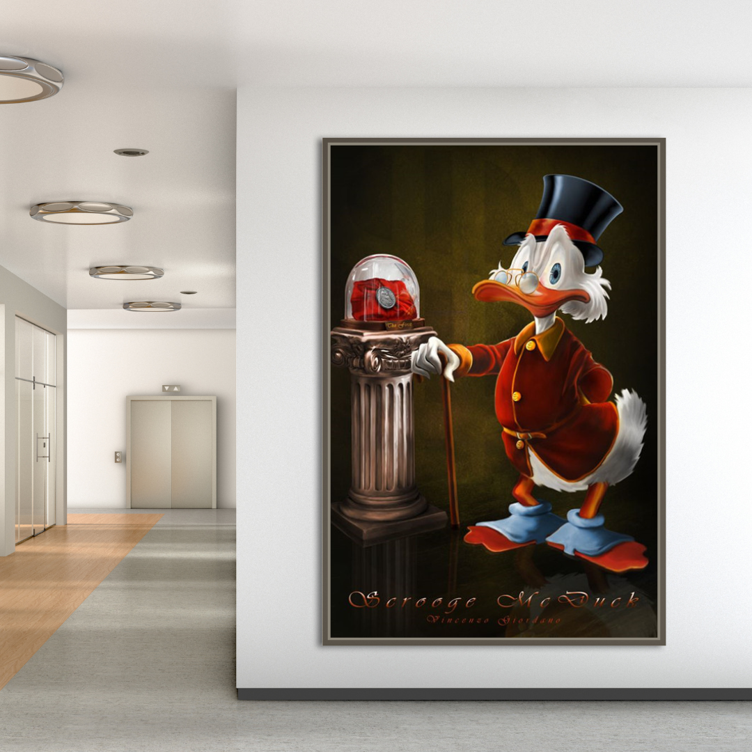 Scrooge McDuck Giordano Canvas Wall Art - Money Maker Millionaire Painting - Disney Duck Family Decor for Office & Home