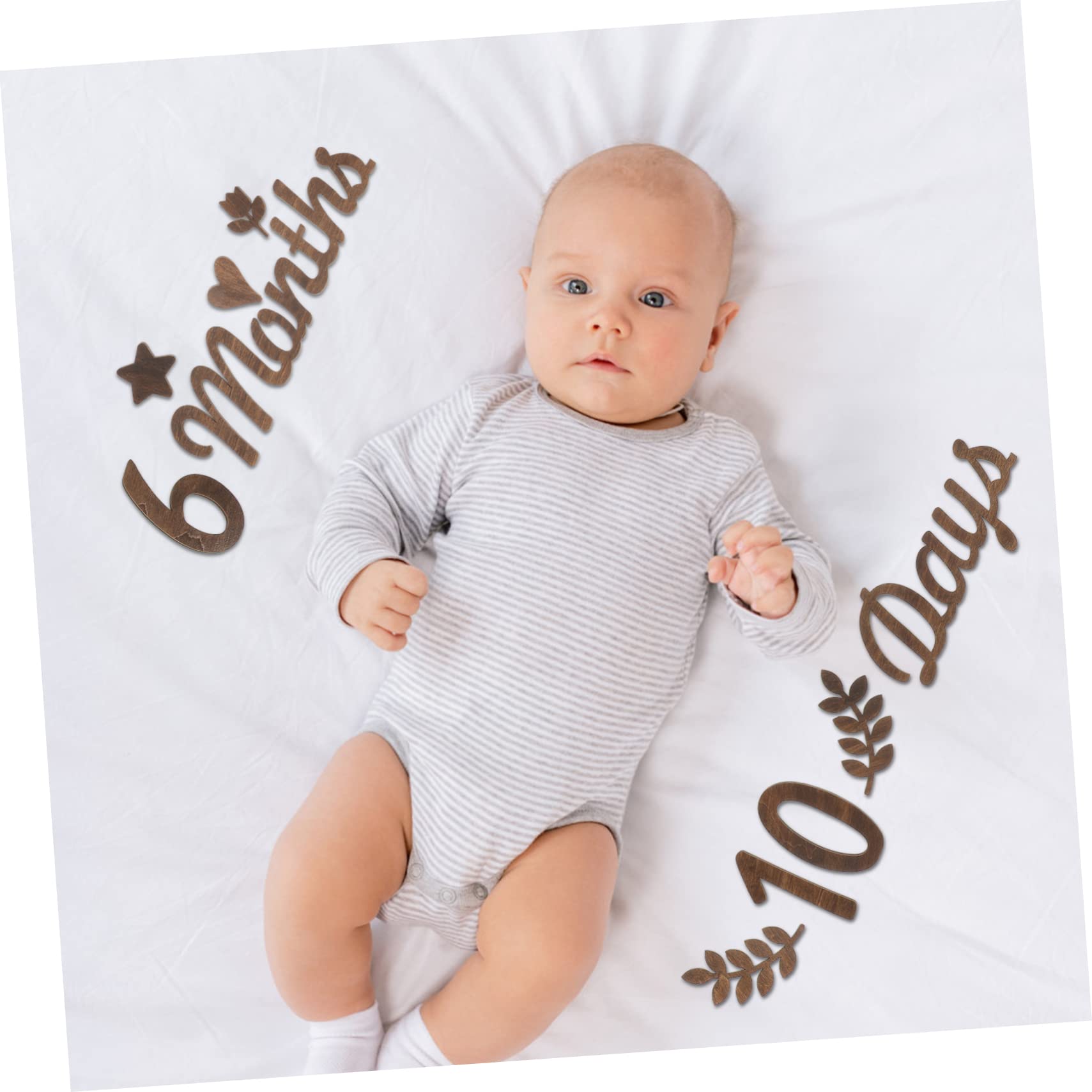HEMOTON 2 Sets Personalized Baby Milestone Cards - Newborn Photo Props with Love & Wonderful Milestone Number Signs for Baby's First Year - Perfect for Monthly Photos, Birthday Parties & Nursery Decor