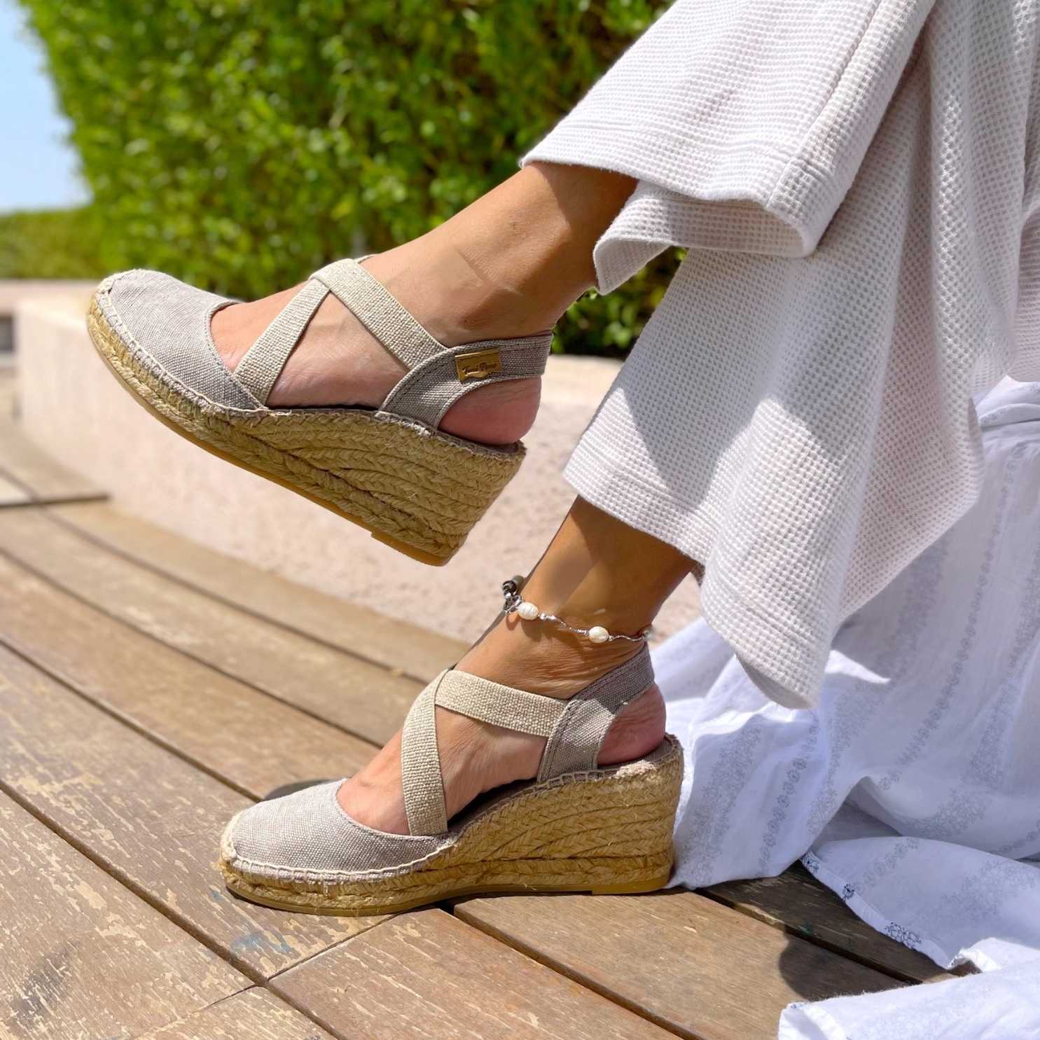 Women's Plain Canvas Wedge Espadrilles - Comfortable Summer Casual Shoes for Beach, Vacation & Everyday Wear | Saba V