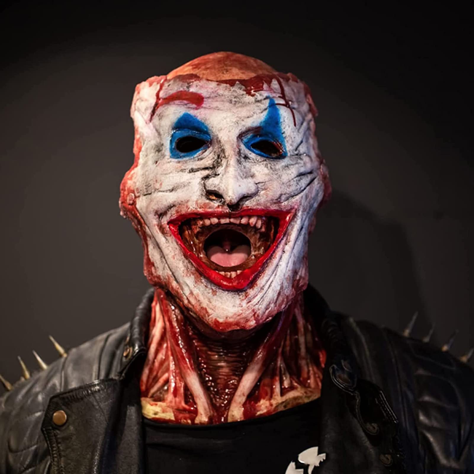 Scary Halloween Mask - Joker Double Layer Ripped Full Head Skull Mask with Moving Jaw | Horror Cosplay, Costume Party, Haunted House & Halloween Night Accessories