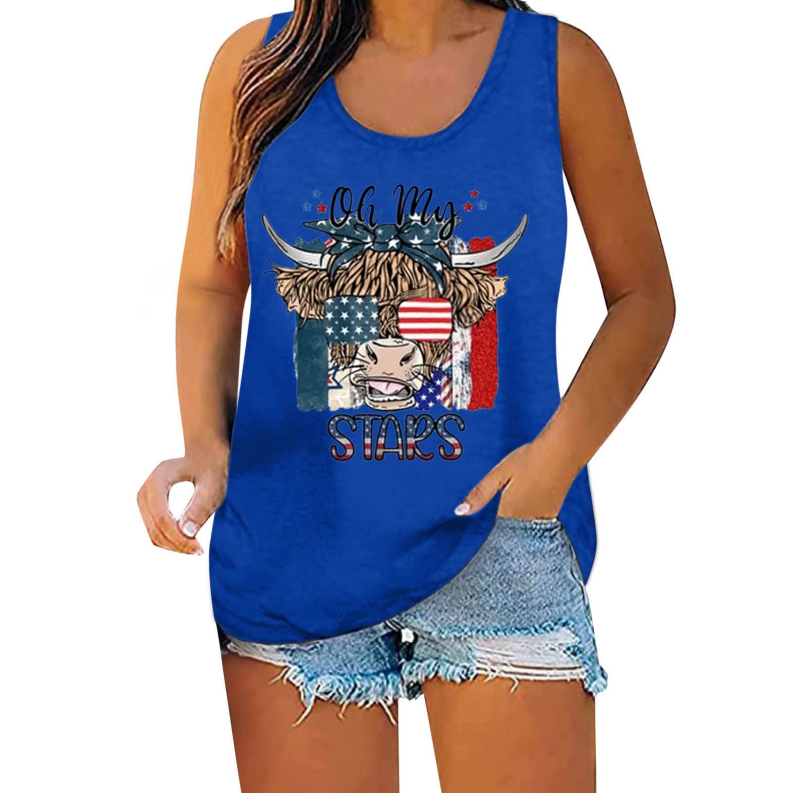 Women's Sleeveless Tank Tops - Patriotic Independence Day Print Summer Athletic Shirts for Women | Perfect for Casual Wear, Gym Workouts & 4th of July Celebrations