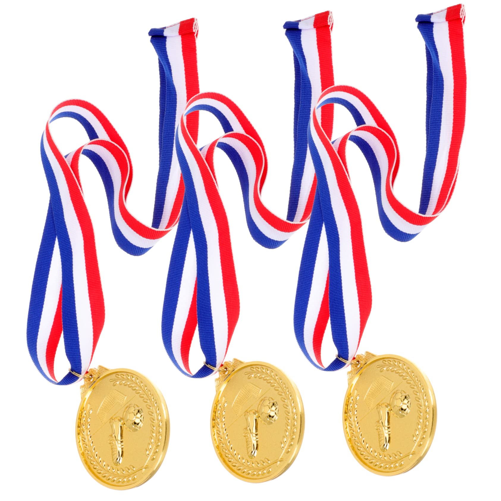 PAMINGONO 3-Piece Sports Reward Set - Football Trophies & Medals for Kids, Soccer Awards, Iron Sports Decor - Perfect for Tournaments, Team Parties & Achievement Celebrations
